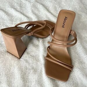 Abound Austyn Tubular Strappy Block Heeled Sandal Tan Mocha Size 9 NEW